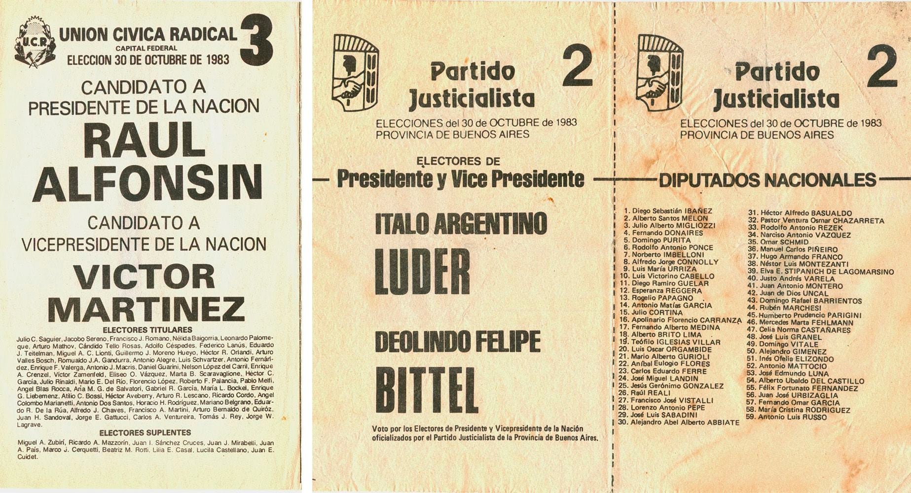 Las boletas de la elección del regreso de la democracia 
