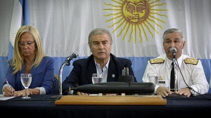 El ministro Oscar Aguad, durante la conferencia de prensa anunciando el hallazgo de los restos del ARA San Juan (Foto: Gustavo Gavotti)