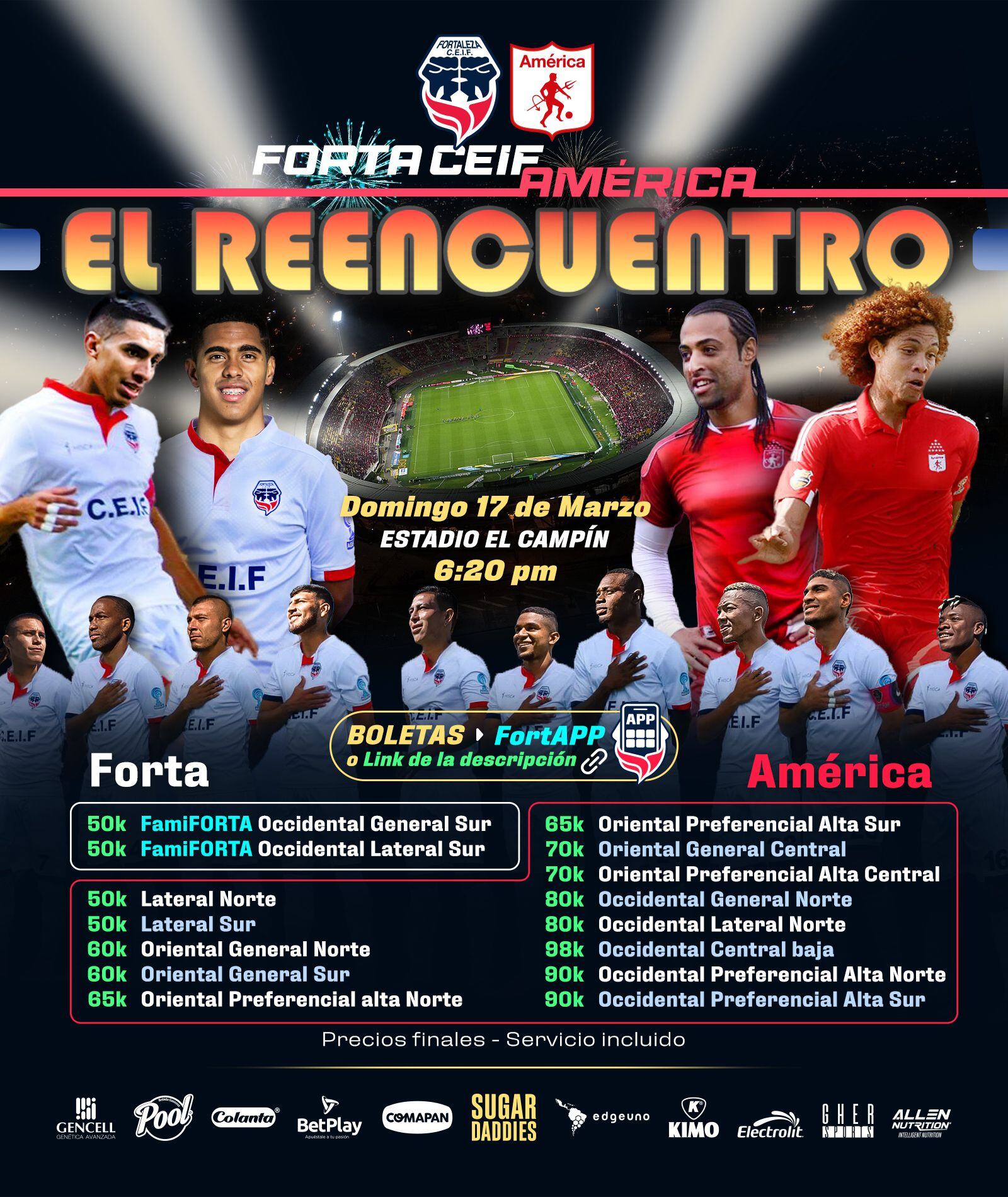 Valor de las entradas para el partido Fortaleza CEIF vs. América de Cali - crédito Fortaleza CEIF