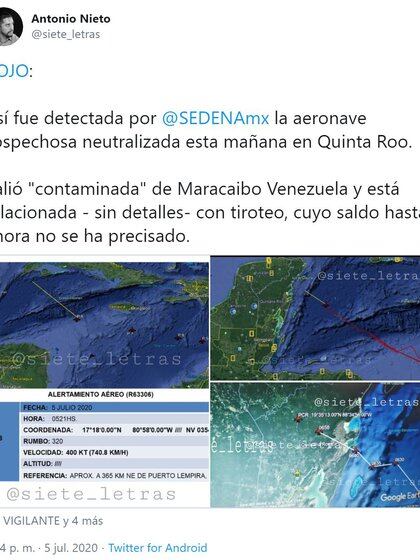 Antonio Nieto explicó cómo es que se detectó el aeronave (Foto: Twitter / @siete_letras)