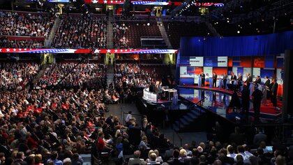 El último debate interno republicano en Cleveland Ohio.  En la ciudad se producirá este martes el enfrentamiento verbal entre Trump y Biden, pero sin audiencia.