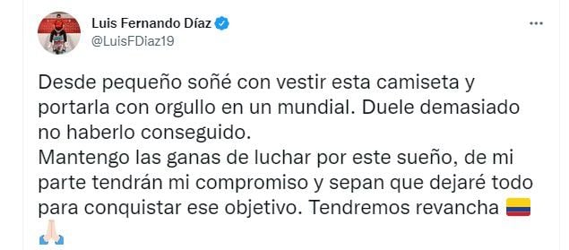 Messaggio selezione Lucho Diaz Colombia