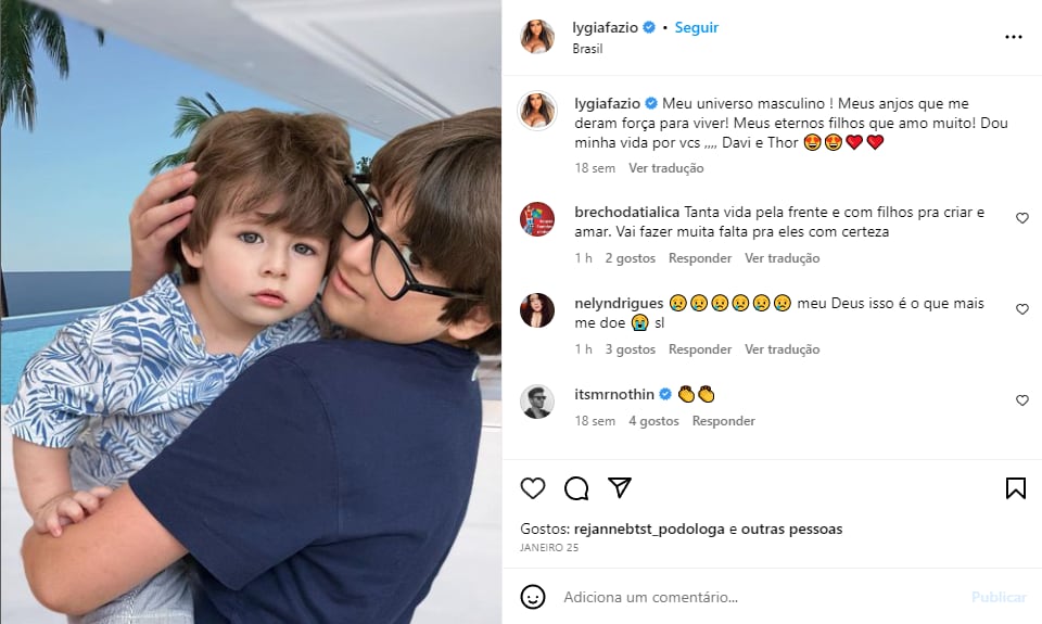 Al morir, Lygia Fazio dejó huérfanos a dos niños: Davi y Thor
Foto: Instagram/lygiafazio