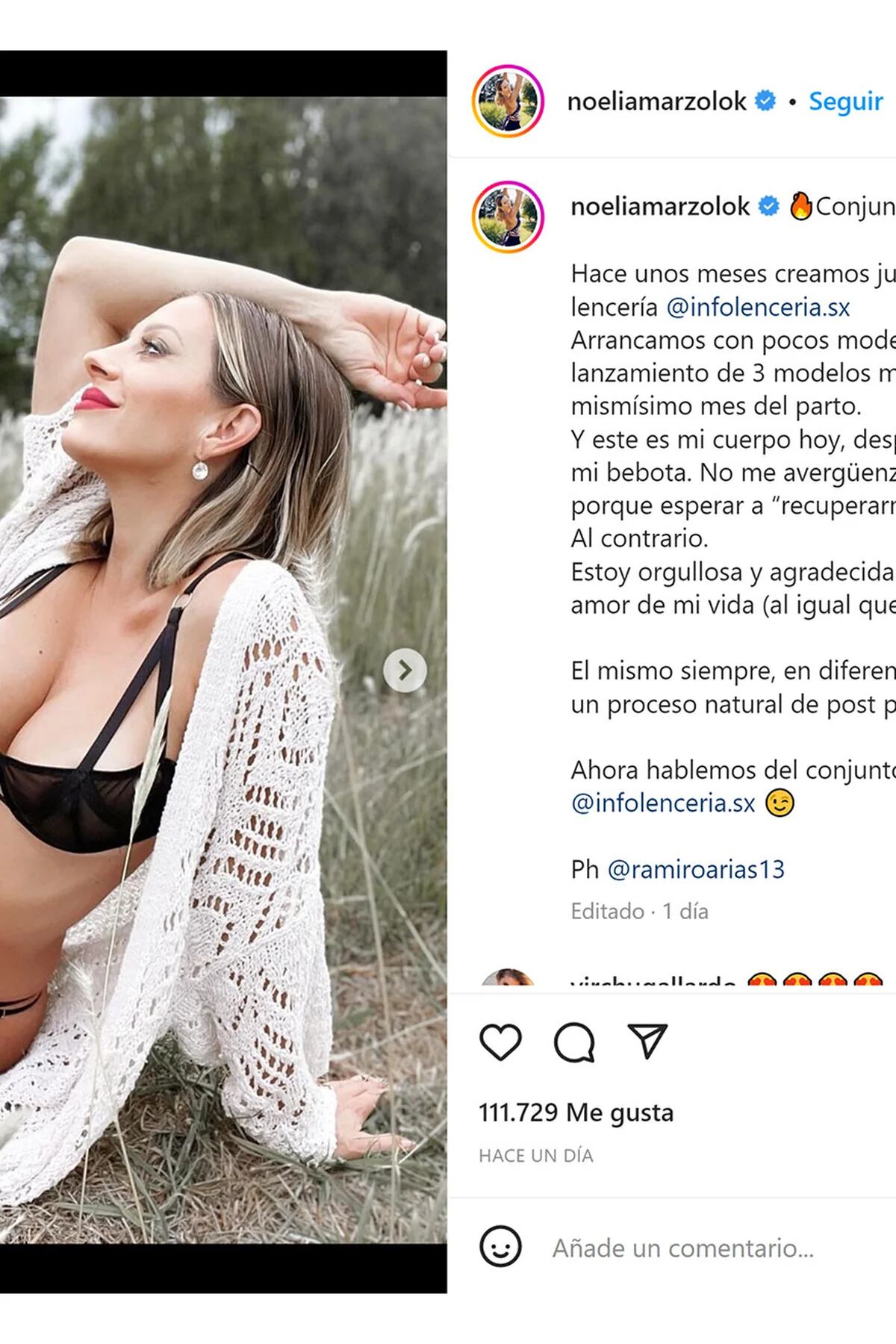 Noelia Marzol fotos en lencería días de ser mamá generó polémica - Infobae