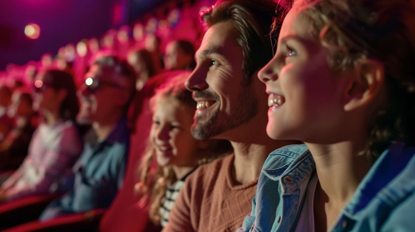 Una familia disfruta de una tarde en el cine, compartiendo risas y aprendizajes con una película educativa y entretenida - (Imagen Ilustrativa Infobae)