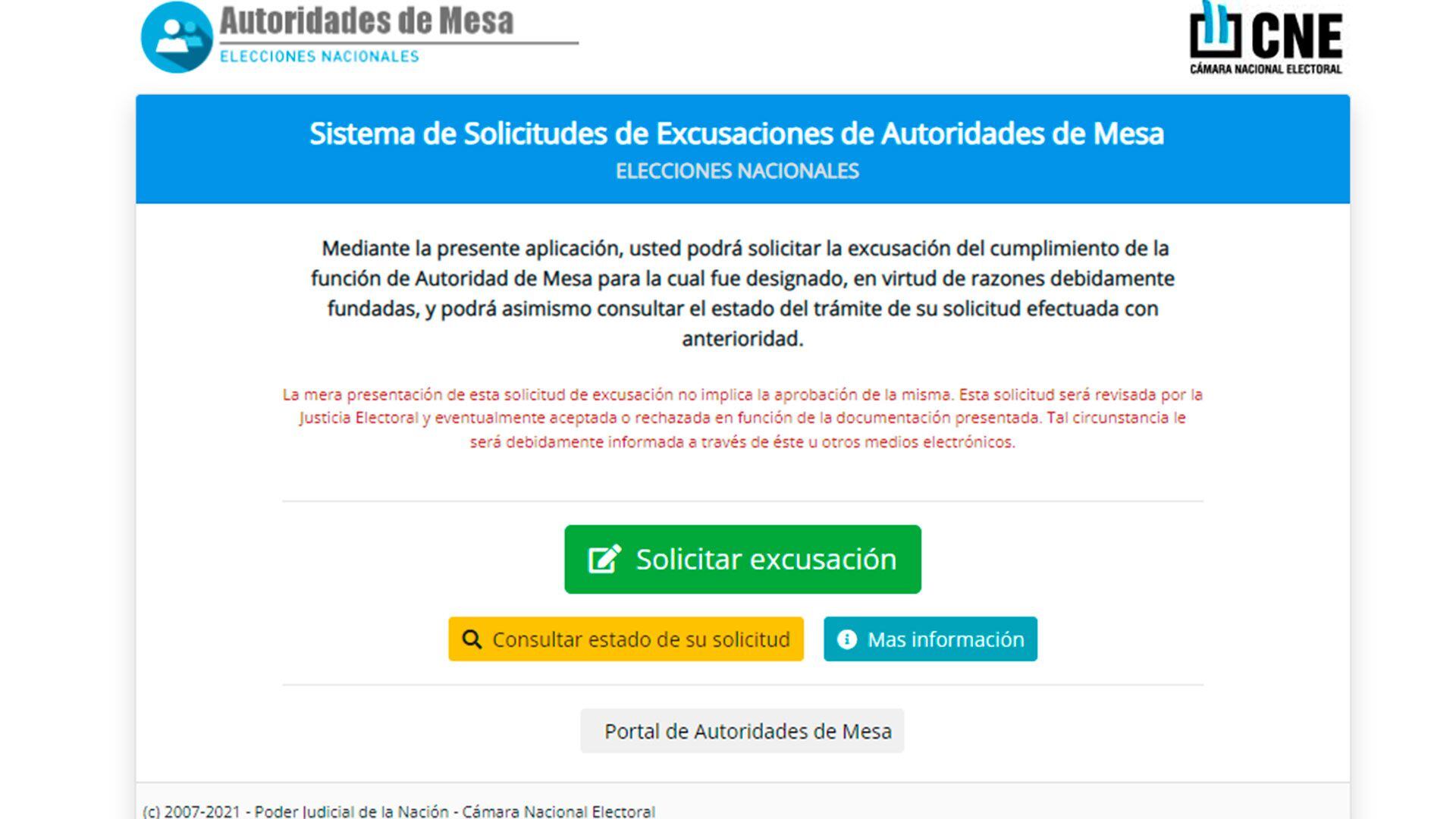 Sistema de Excusación de Autoridades de Mesa elecciones 2023