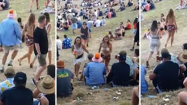 Mujer ataca a hombre por sacarle el corpi%C3%B1o en un festival portada