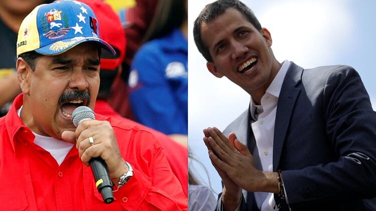 El dictador Nicolás Maduro y el presidente interino Juan Guaidó (Reuters)