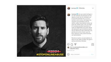 El posteo de Lionel Messi en contra del abuso y la discriminación en redes(@leomessi)