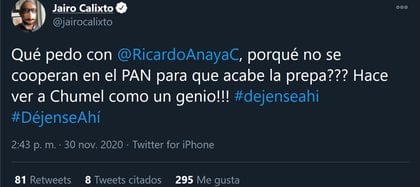 Zyro Calicsto se burla de la reseña de Ricardo Anaya (Foto: Twitter / aiJyroCallicsto)