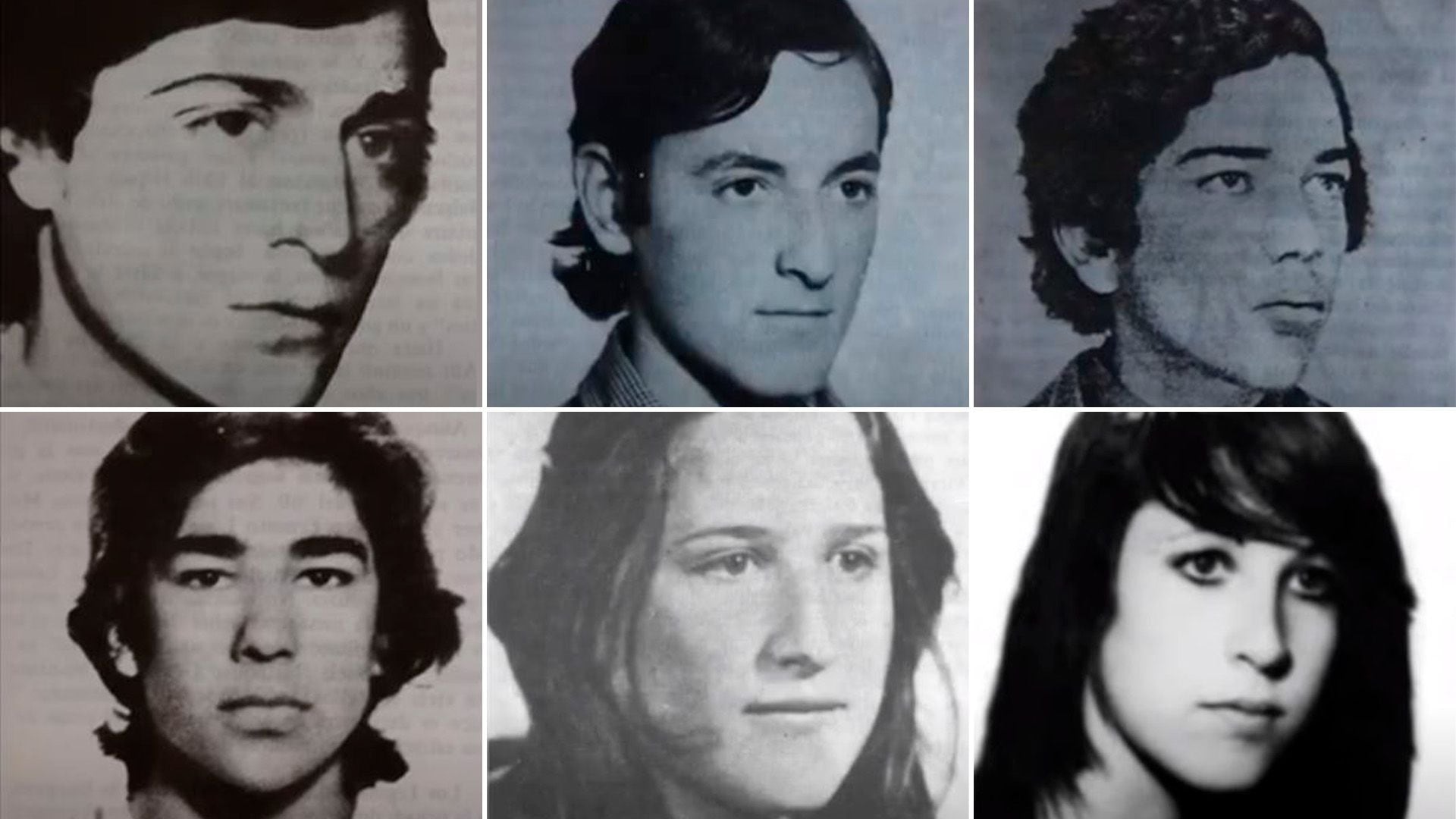 Daniel Racero, Horacio Ungaro, Claudio de Acha, Francisco López Muntaner, María Clara Ciocchini y María Claudia Falcone, los seis estudiantes desaparecidos en La Noche de los Lápices