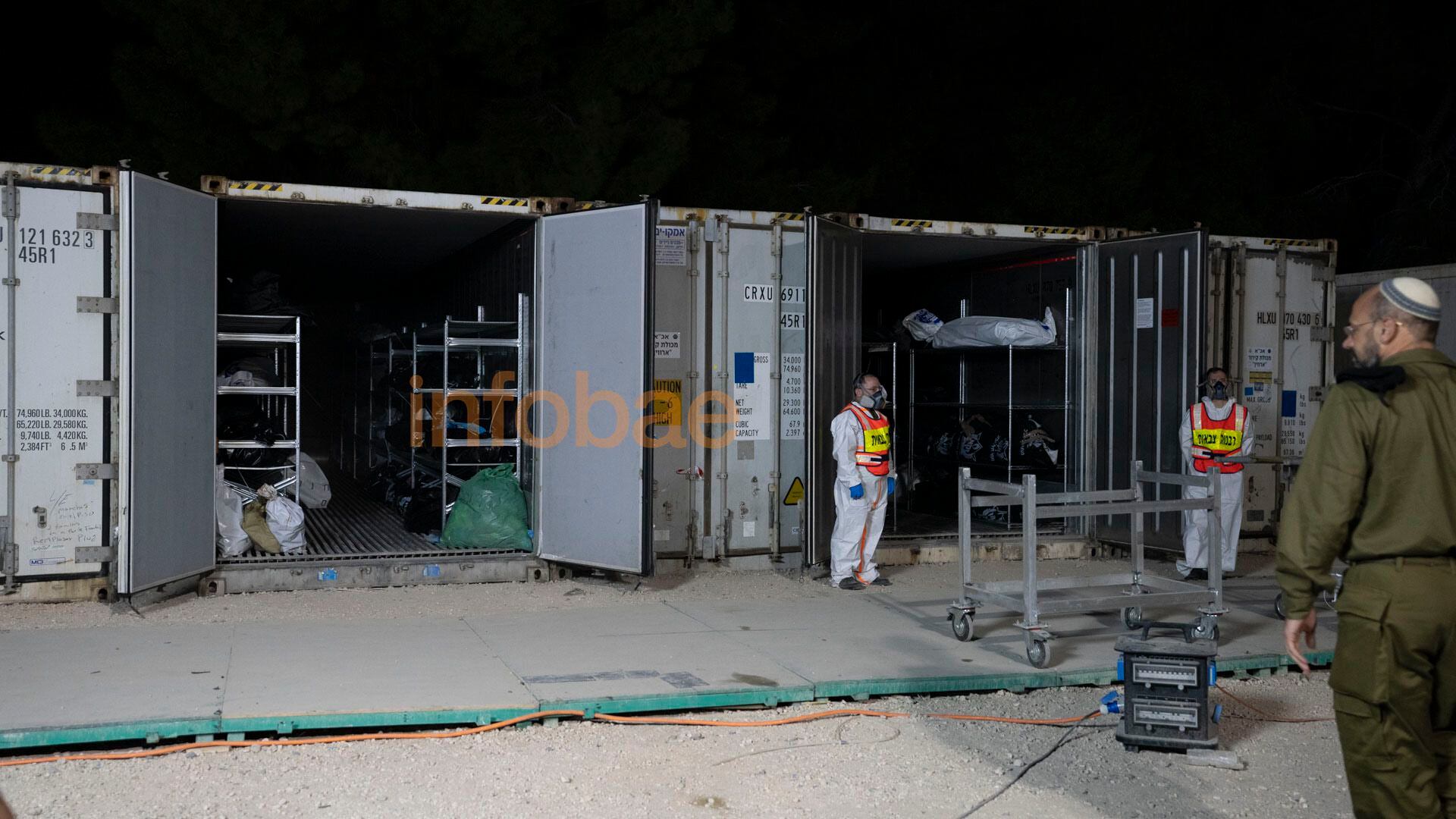 La base militar cerca de Jerusalén custodia más de 200 containers con 50 cuerpos cada uno que fueron recuperados de la zona atacada por la organización terrorista Hamas