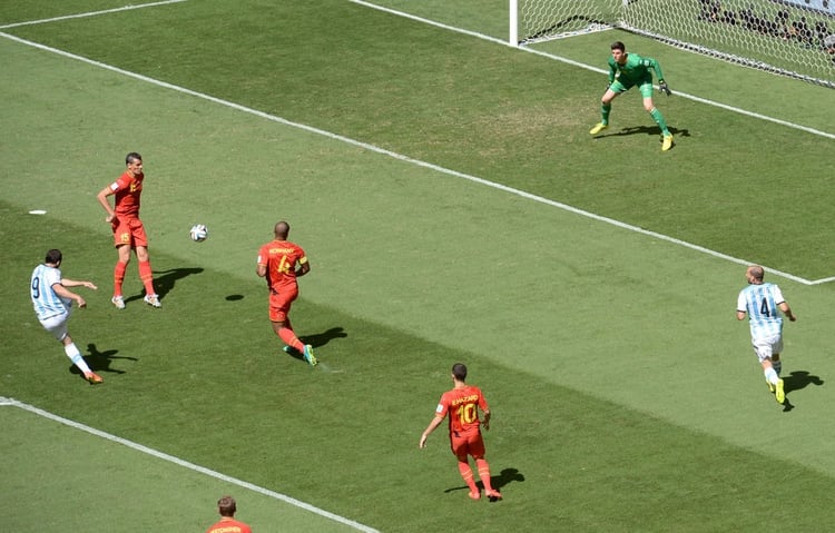 Higuaín anotó el único gol con el que Argentina venció a Bélgica en los cuartos de final de Brasil 2014