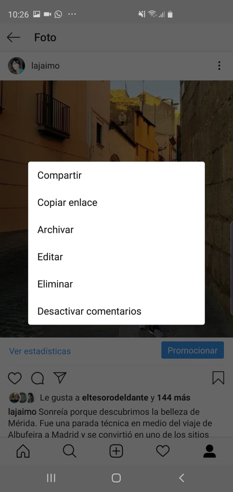 La opción “archivar” quita el contenido del feed y lo guarda en una carpeta privada.