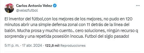 El periodista deportivo le dio con toda al entrenador catalán, quien es considerado uno de los mejores del mundo - crédito Carlos Antonio Vélez / X