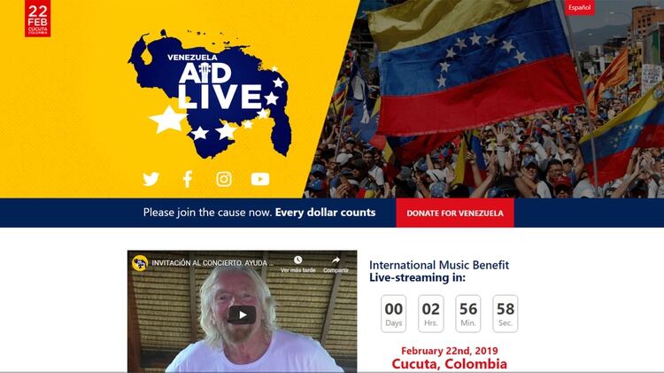 La página web venezuelaaidlive.com