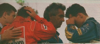 Luego de las tragedias se toma la cabeza Nicola Larini, que en esa carrera reemplazó a Jean Alesi en Ferrari y la decepción de Michael Schumacher, en ese momento piloto de Benetton (Archivo CORSA).