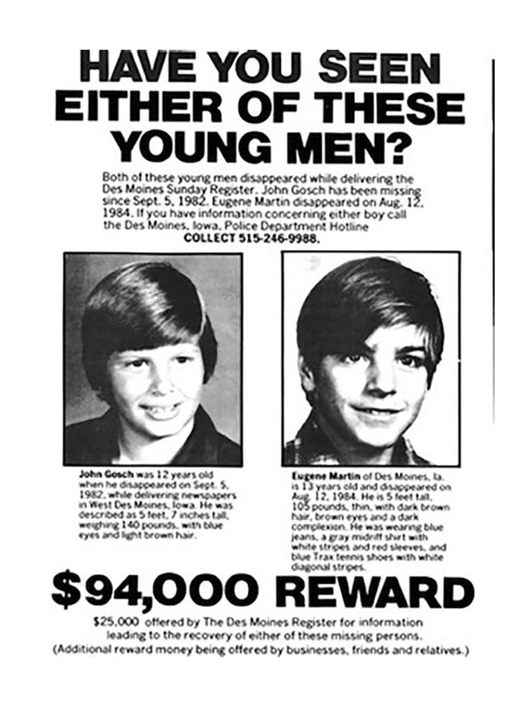 El cartel que inundó la localidad de Des Moines, en Iowa, con los rostros de los niños desaparecidos