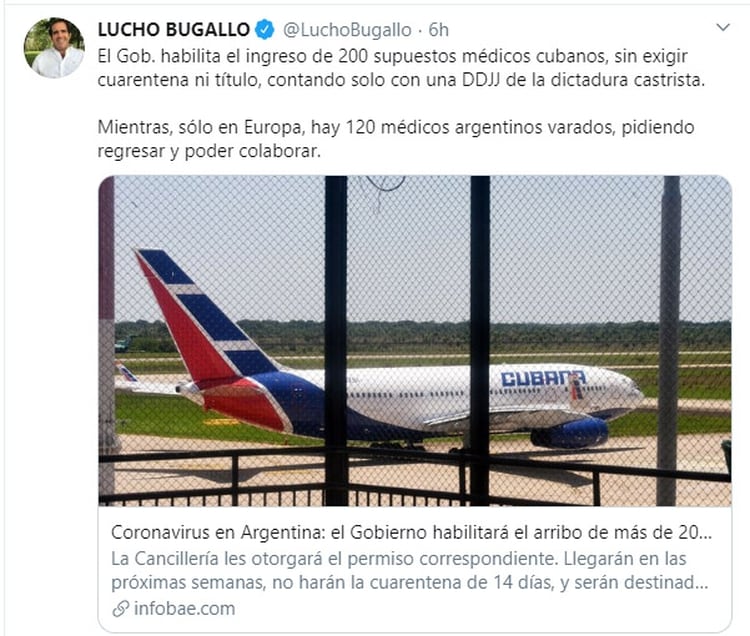 El tuit del diputado Luciano Bugallo