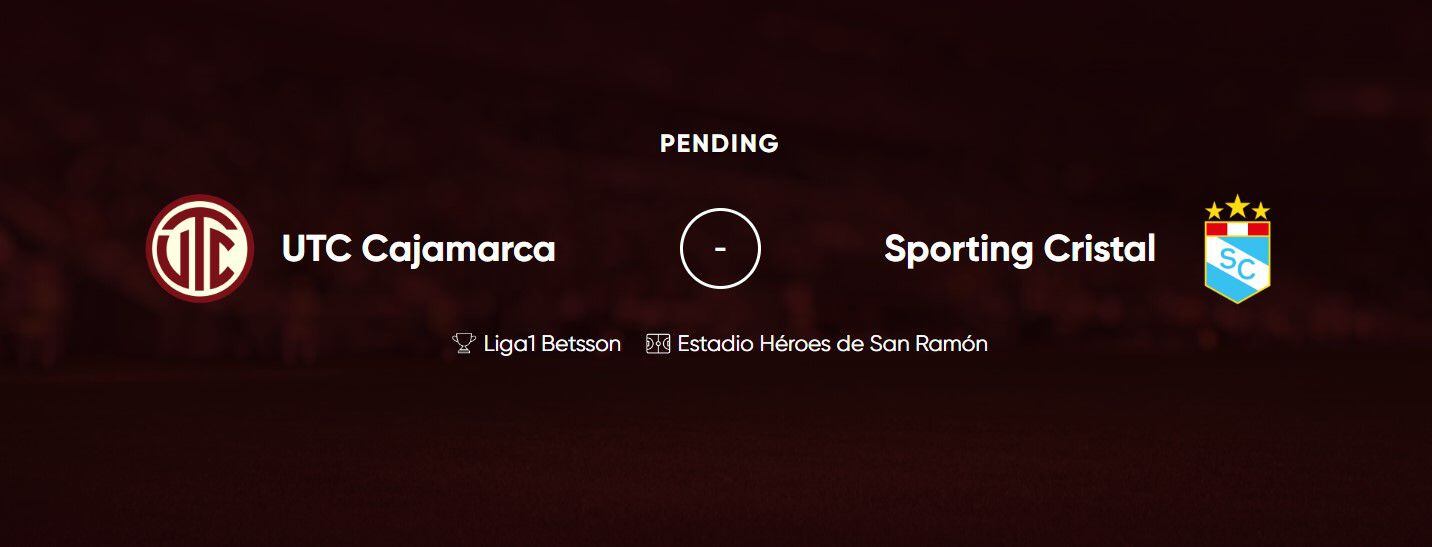 Announcement of Sporting Cristal vs UTC in Liga 1 Play.