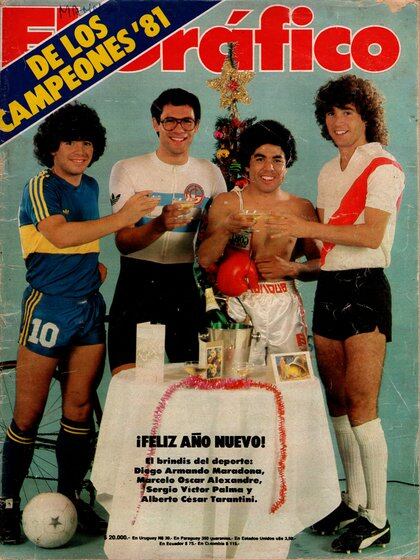 En la tapa de la revista El Grfico en 1981 junto a Maradona Marcelo Alexandre y Alberto Tarantini las figuras deportivas de ese ao