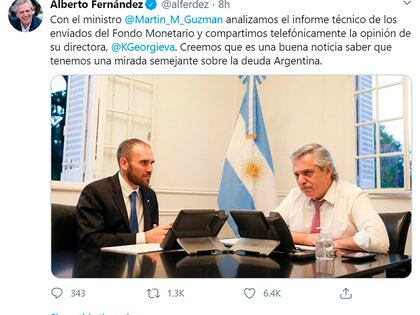 El presidente Alberto Fernández dialogó hace semana con Georgieva, con quien mantiene una relación fluída