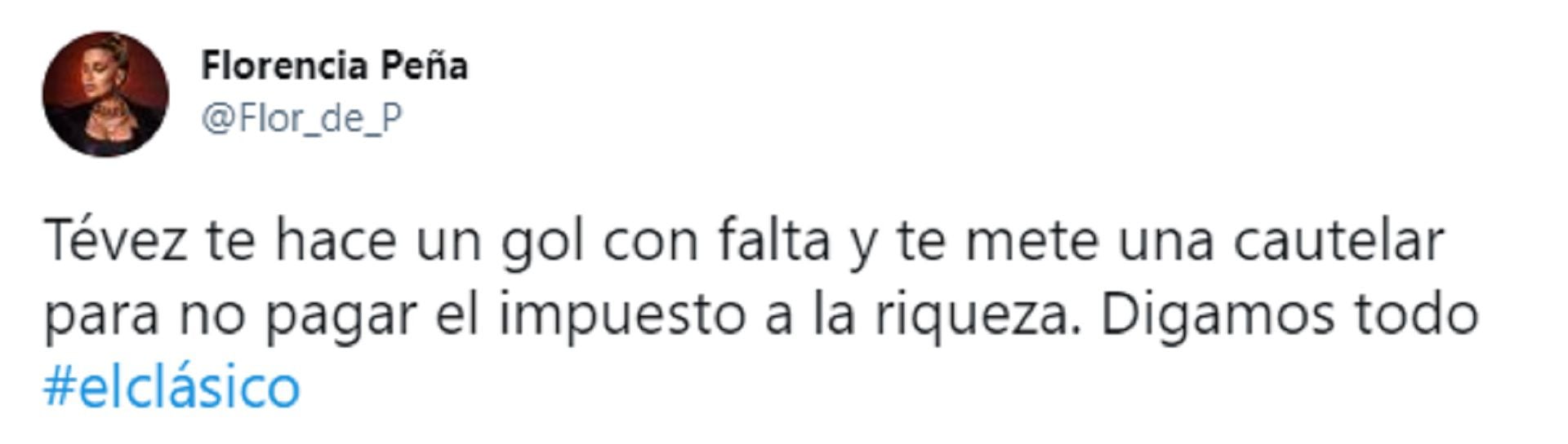 El tweet de Florencia Peña contra Carlos Tevez