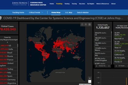 El mapa interactivo elaborado por la Universidad Johns Hopkins que permite conocer en tiempo real la cantidad de contagios y muertes de todo el globo. Un nodo de información que resultó innovador y fundamental durante la pandemia. Un faro científico en la lucha contra el COVID-19 