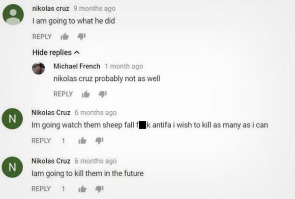 Tres comentarios que el presunto tirador hizo en otro video