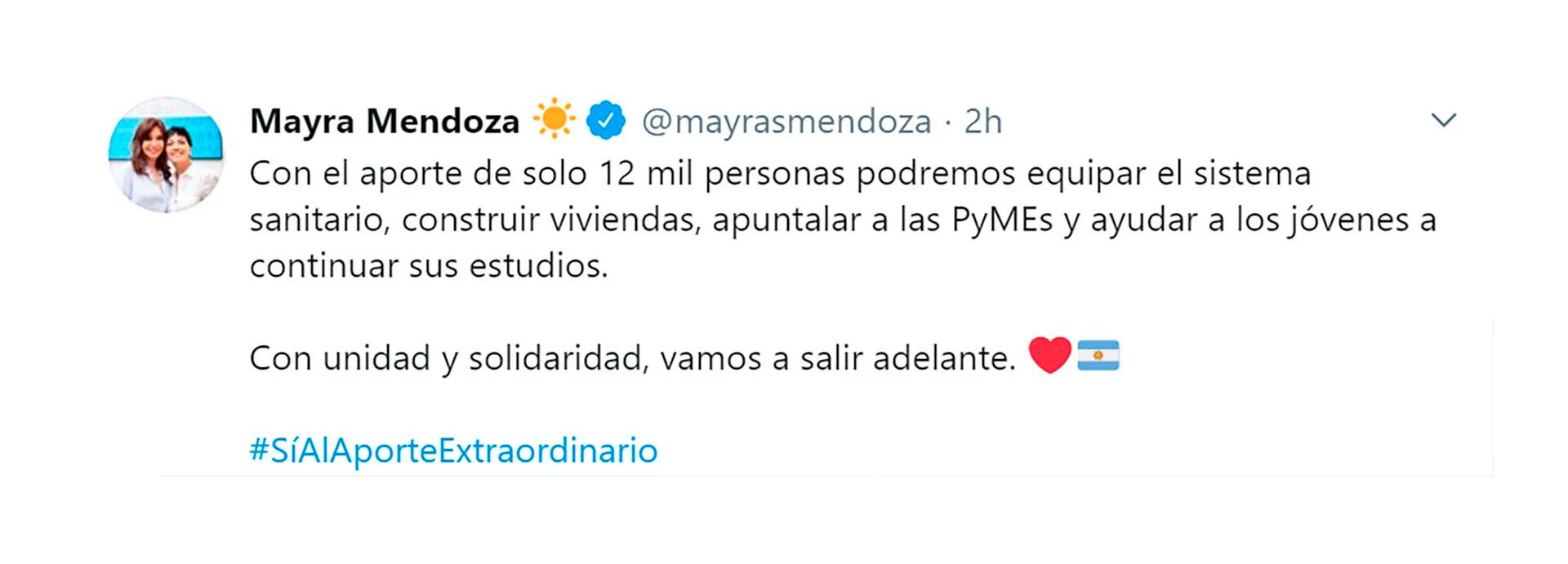 El respaldo de Mayra Mendoza al proyecto de impuesto a la riqueza 