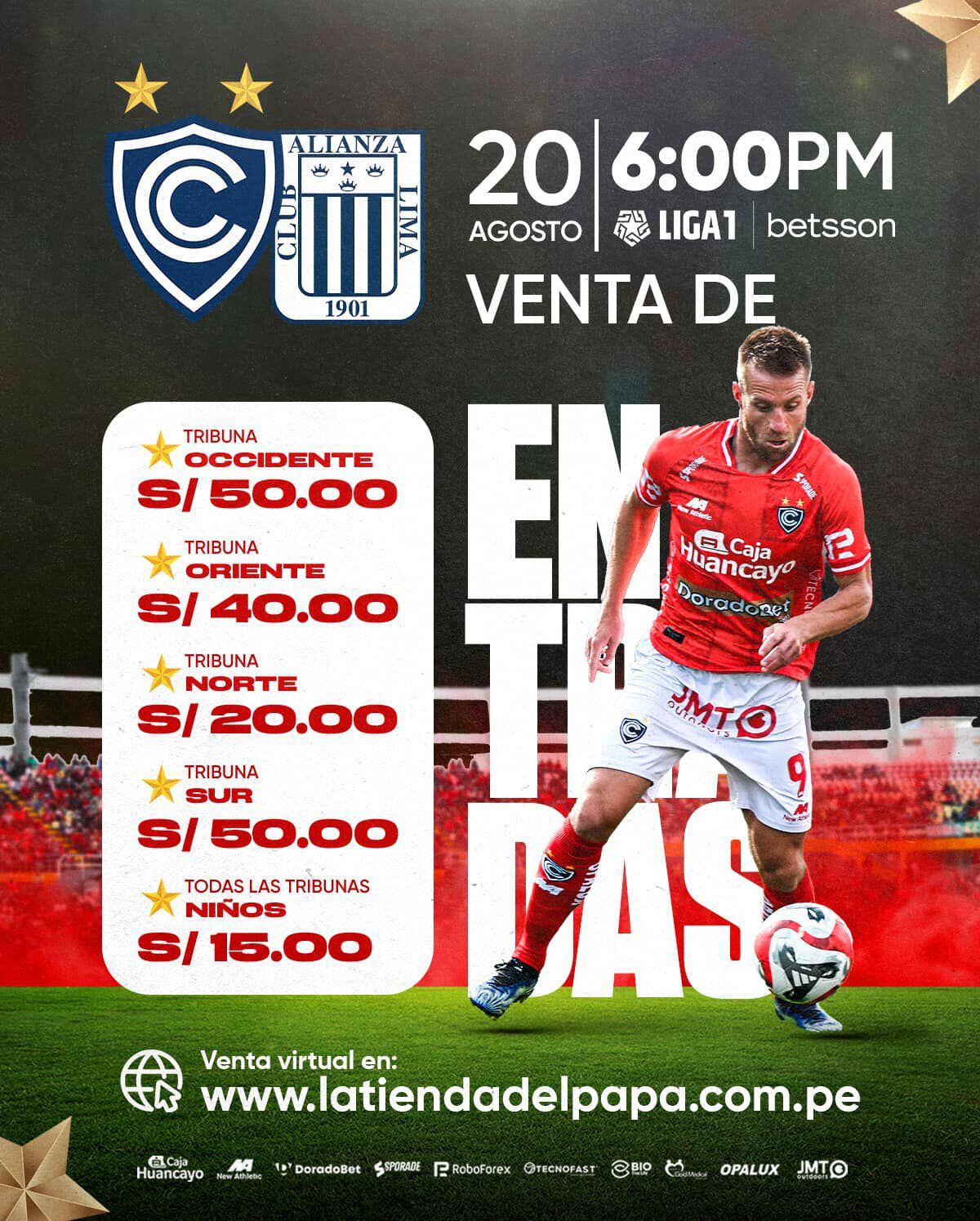 Entradas del Cienciano vs Alianza Lima por la fecha 10 del Torneo Clausura.