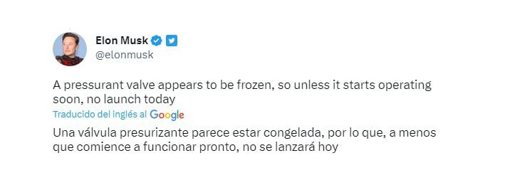 El anuncio de Musk sobre el problema técnico