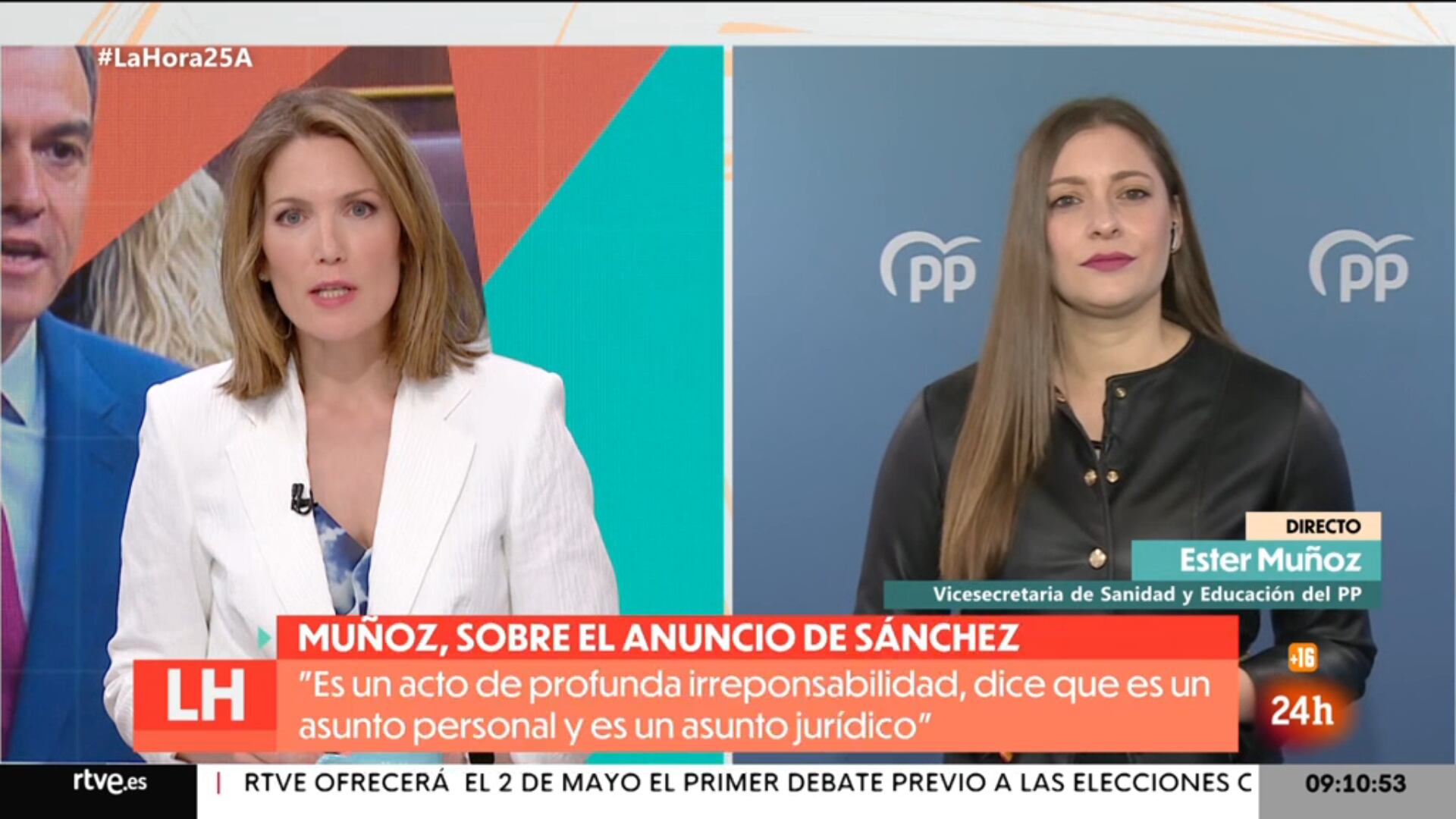 Silvia Intxaurrondo y Ester López, en 'La hora de La 1'. (RTVE)