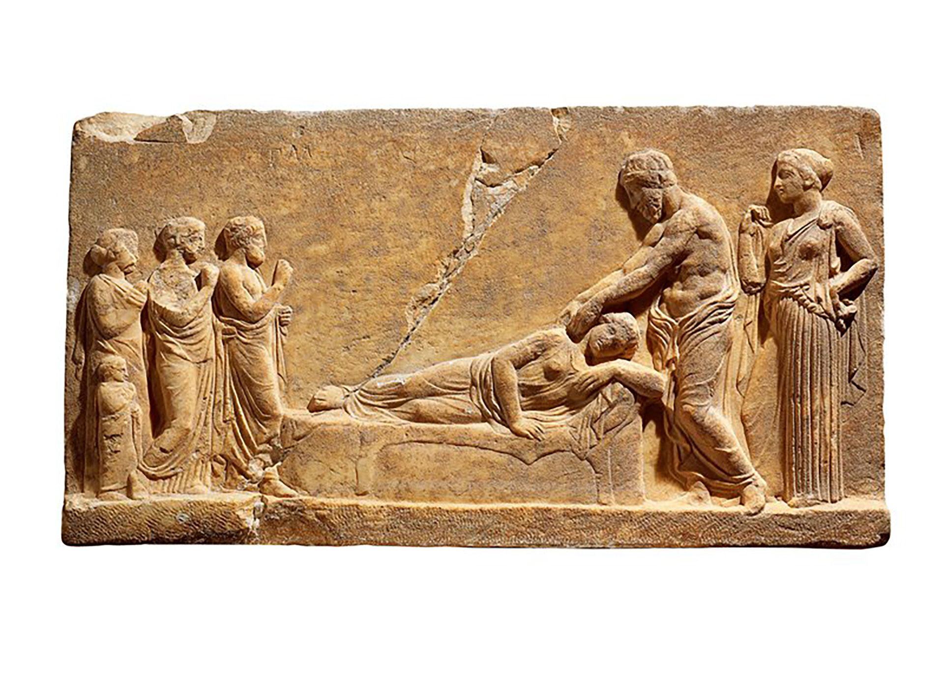 relieve votivo de  Asclepio, dios de la medicina griega