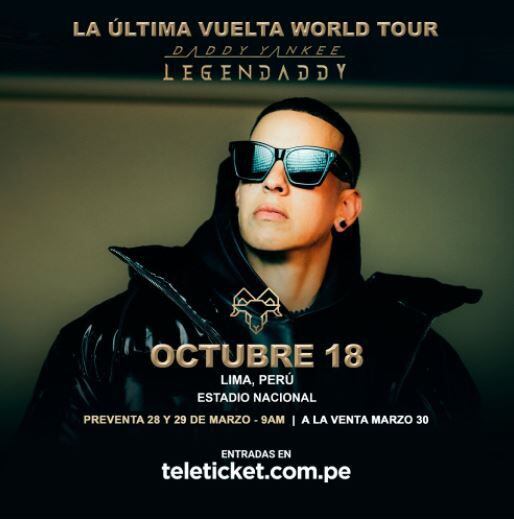Announcement of ticket sales for the Daddy Yankee concert.