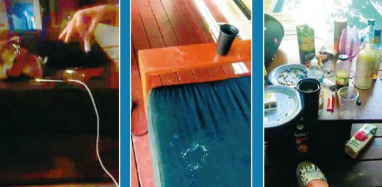 En uno de los sillones dejaron esparcido un polvo blanco (Foto: TvNotas) 