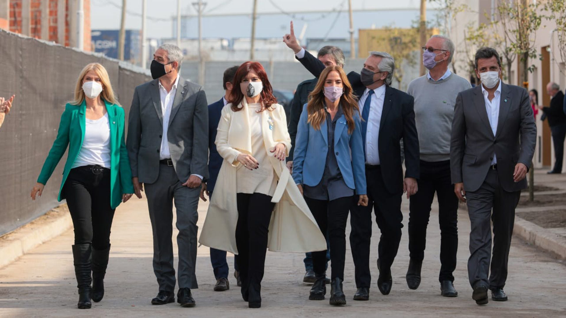 Alberto Fernández, Cristina Kirchner, Sergio Massa y Axel Kicillof en Avellaneda durante un acto del Frente de Todos