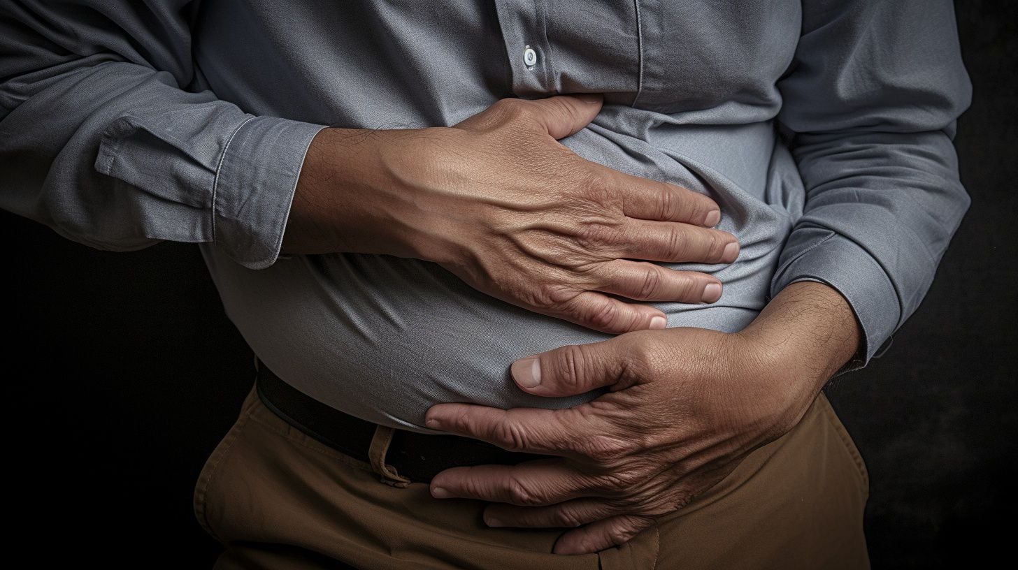 Individuo agarrándose el vientre, posible signo de gastritis o trastorno gastrointestinal - (Imagen Ilustrativa Infobae)
