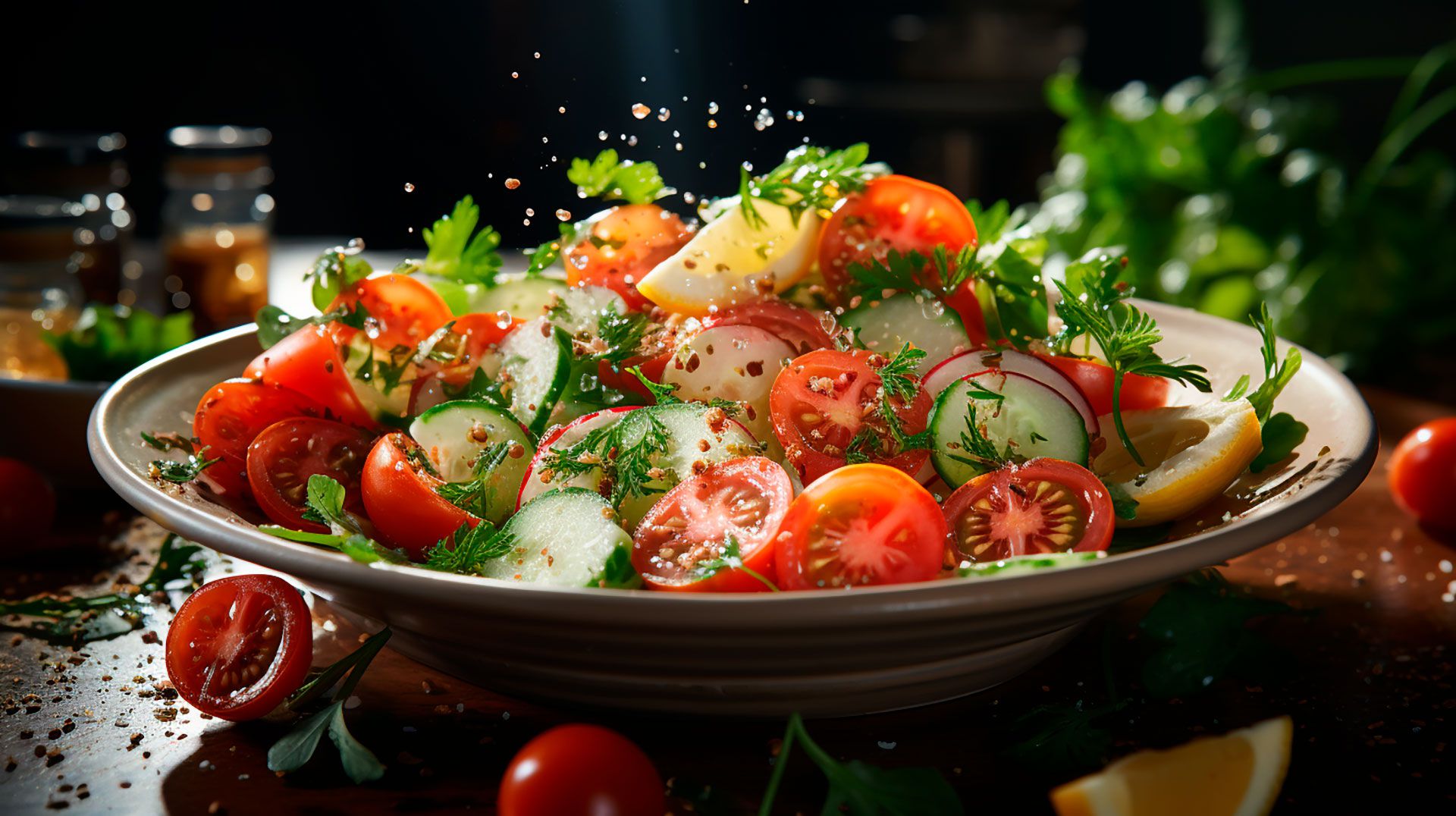Ensalada de Lechuga y Tomate o Rúcula y Parmesano o Papa y huevo Cocina Saludable - visualesIA