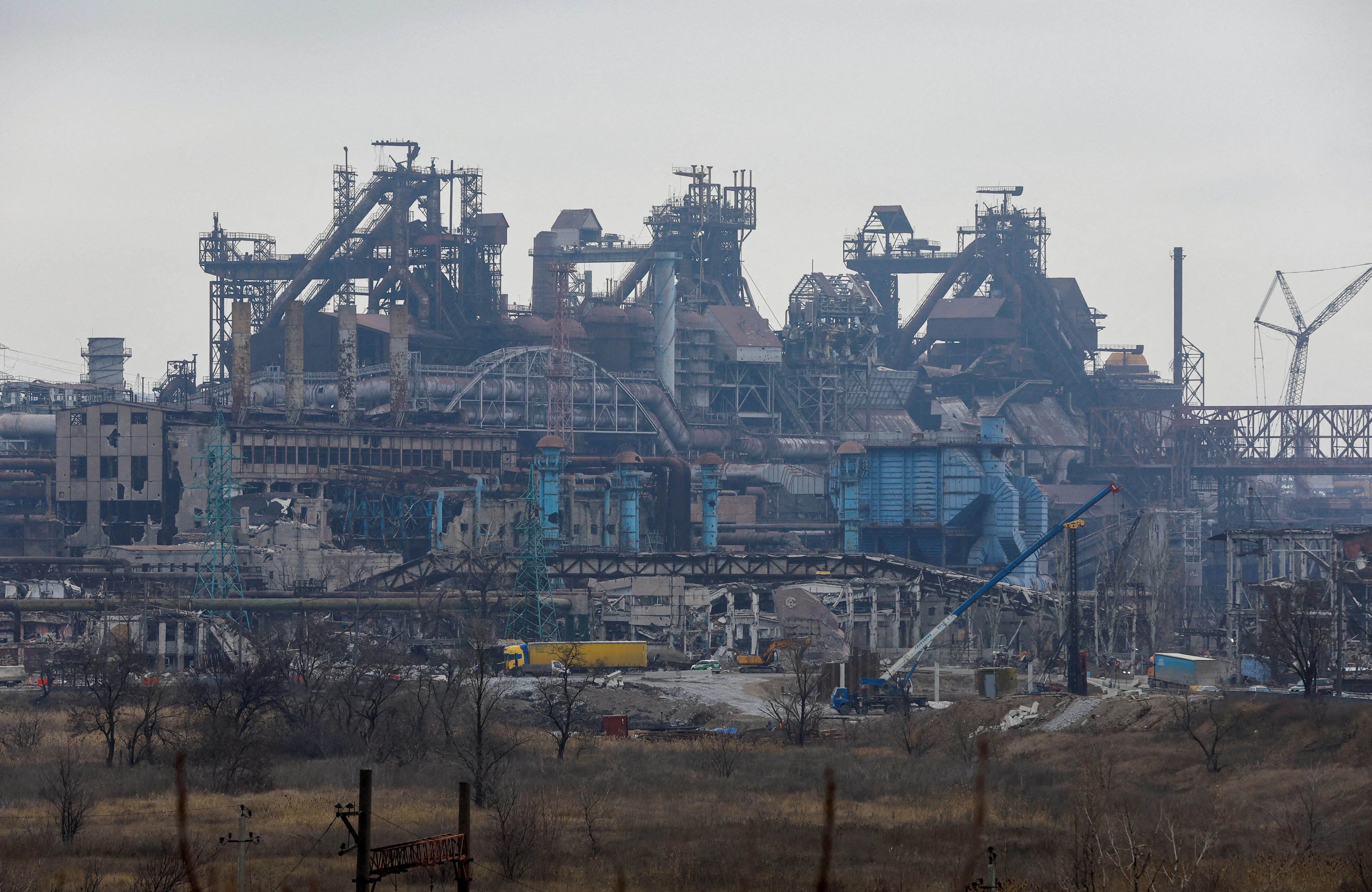 FOTO DE ARCHIVO: Una vista muestra la acería Azovstal destruida durante el conflicto entre Rusia y Ucrania en Mariupol, Ucrania controlada por Rusia, el 16 de marzo de 2023. REUTERS/Alexander Ermochenko/Foto de archivo