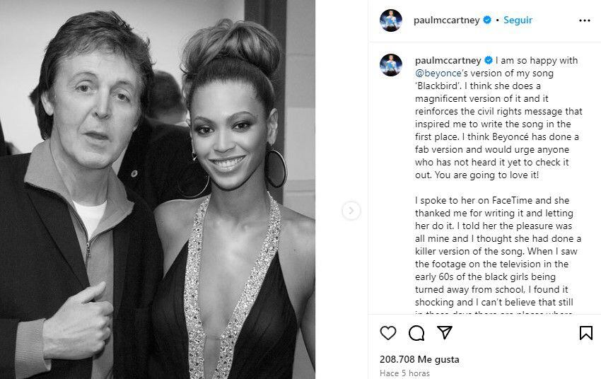Beyoncé y Paul McCartney -