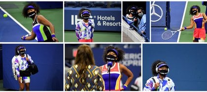 La tenista Naomi Osaka lució mascarillas con los nombres de Breonna Taylor, Trayvon Martin, George Floyd, Philando Castile, Elijah McClain, Ahmaud Arbery y Tamir Rice durante el US Open (REUTERS)