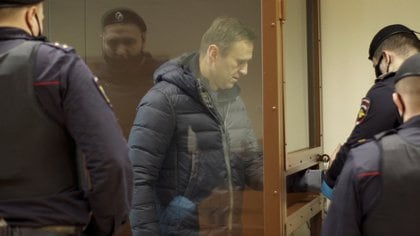 Alexei Navalni durante una audiencia judicial en Moscú, Rusia, el 16 de febrero de 2021. Servicio de prensa del Tribunal de Distrito Babushkinsky de Moscú a través de REUTERS