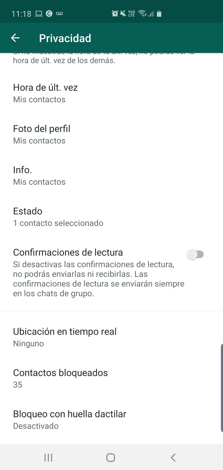 Desde el menú de Ajustes se puede activar el bloque con huella dactilar de WhatsApp.