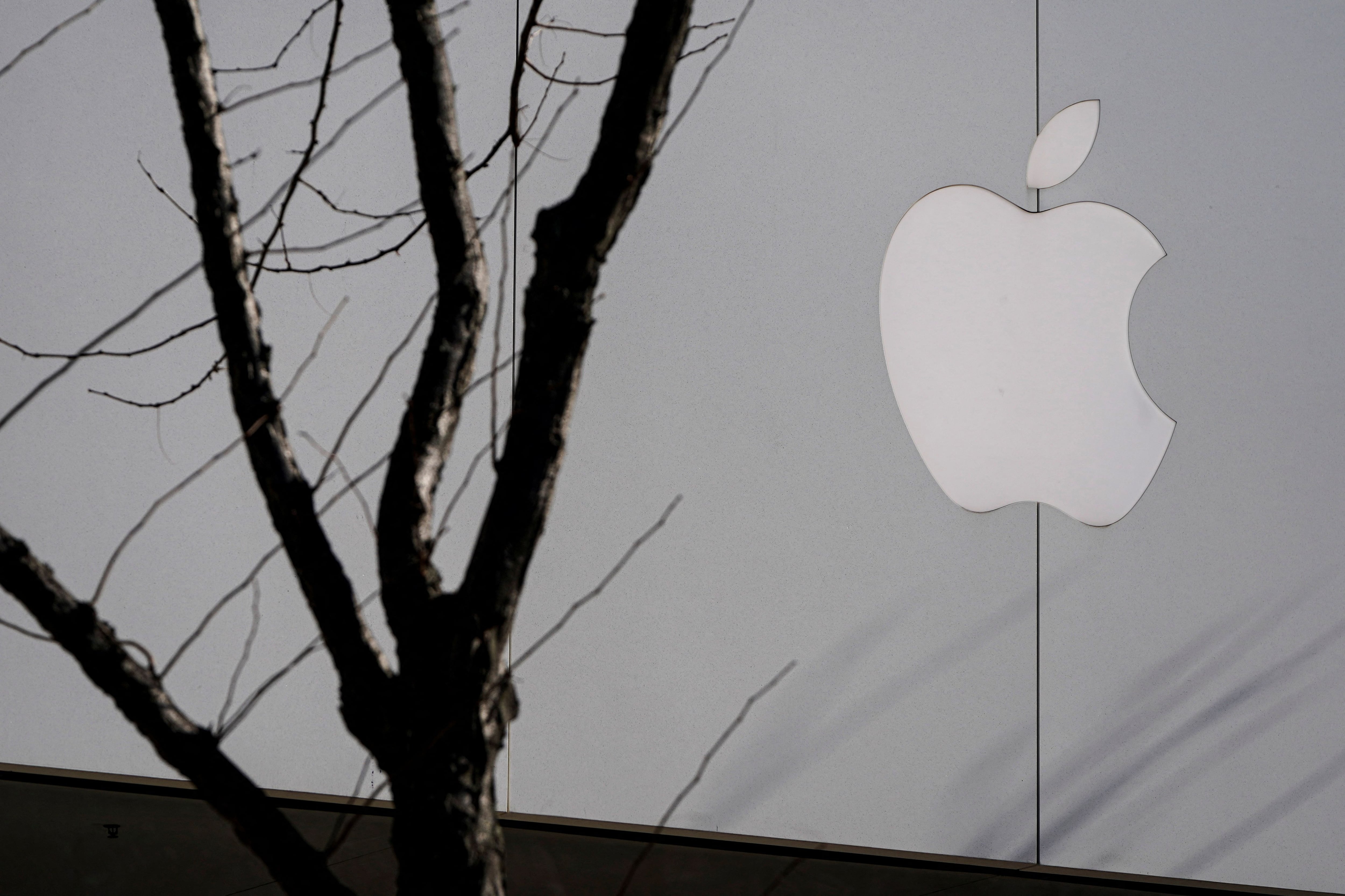 Logo of an Apple store is seen as Apple Inc. reports fourth quarter earnings in Arlington, Virginia, U.S., January 27, 2022. REUTERS/Joshua Roberts REFILE - CORRECTING LOCATION