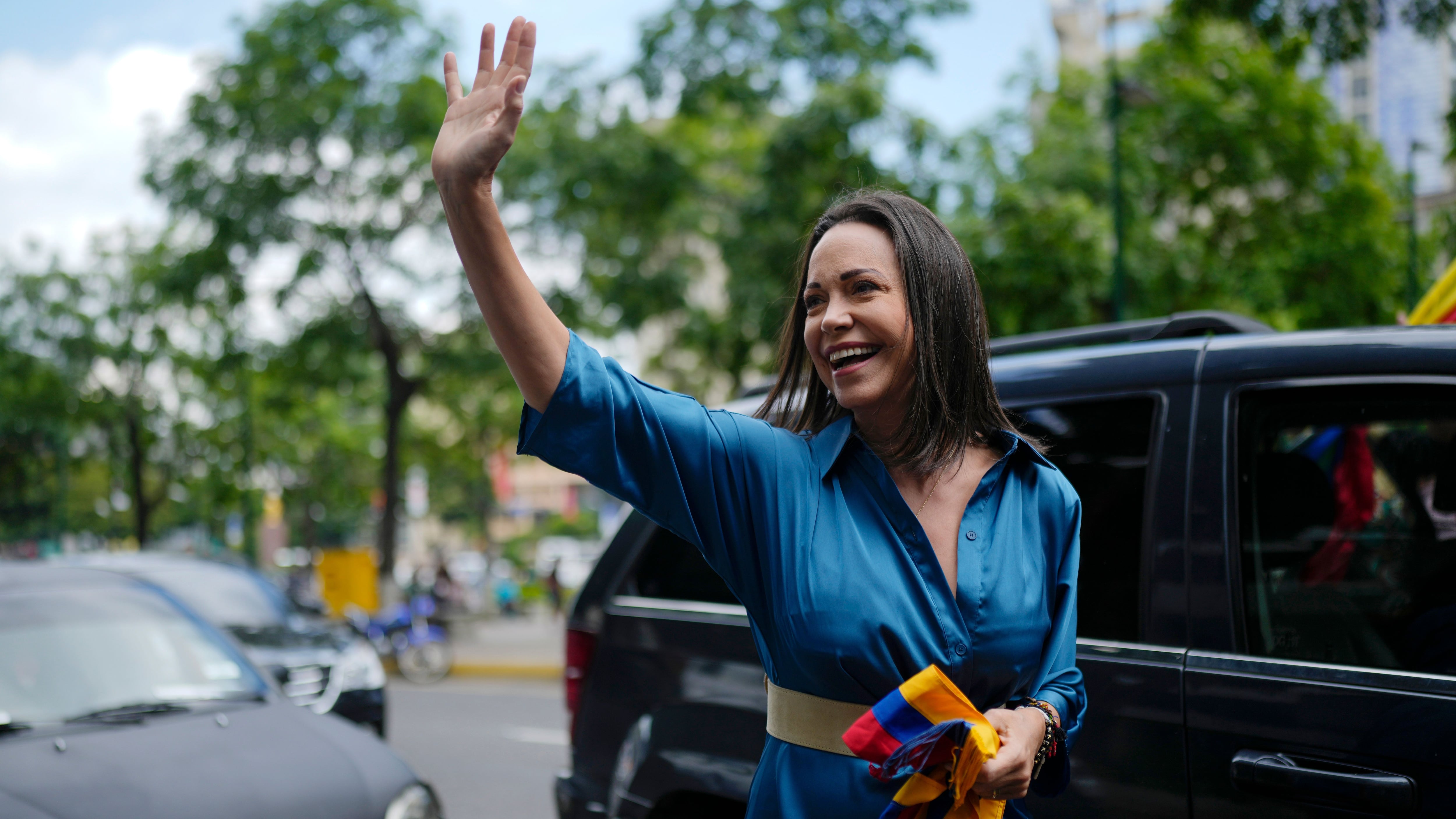 La líder opositora María Corina Machado encabeza las encuestas (AP Foto/Ariana Cubillos)