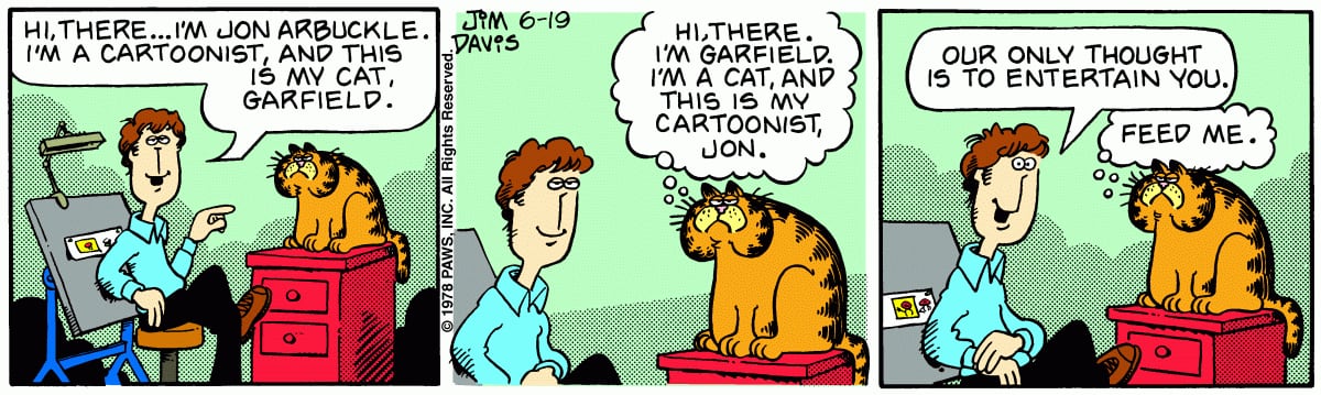 La tira original de Garfield, el 19 de junio de 1978.