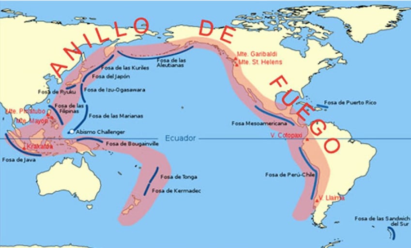 Approximately 80% of the strongest earthquakes in the world occur in this region.  (Infobae)
