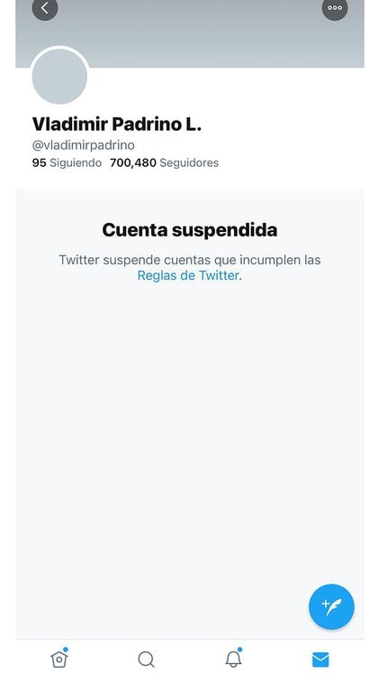 La cuenta de Twitter de Vladimir Padrino López se encuentra suspendida