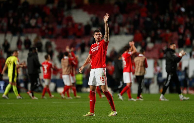 Roman Yaremchuk del Benfica celebra después del partido entre el Benfica v el Dinamo de Kiev en el Estadio da Luz, Lisboa, Portugal, 8 de diciembre de 2021. REUTERS/Pedro Nunes